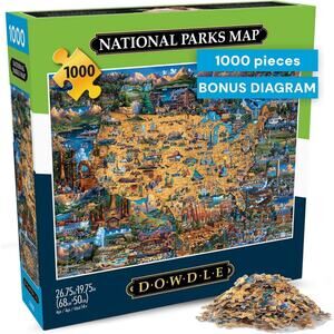 Jigsaw Puzzles 1000 Pieces- Dowdle National Parks Map with Reference Poster